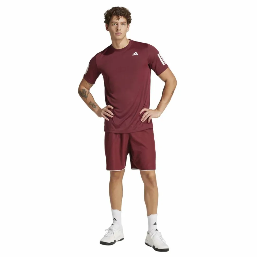 Adidas Club 3-stripes tennisshirt heren shadow red