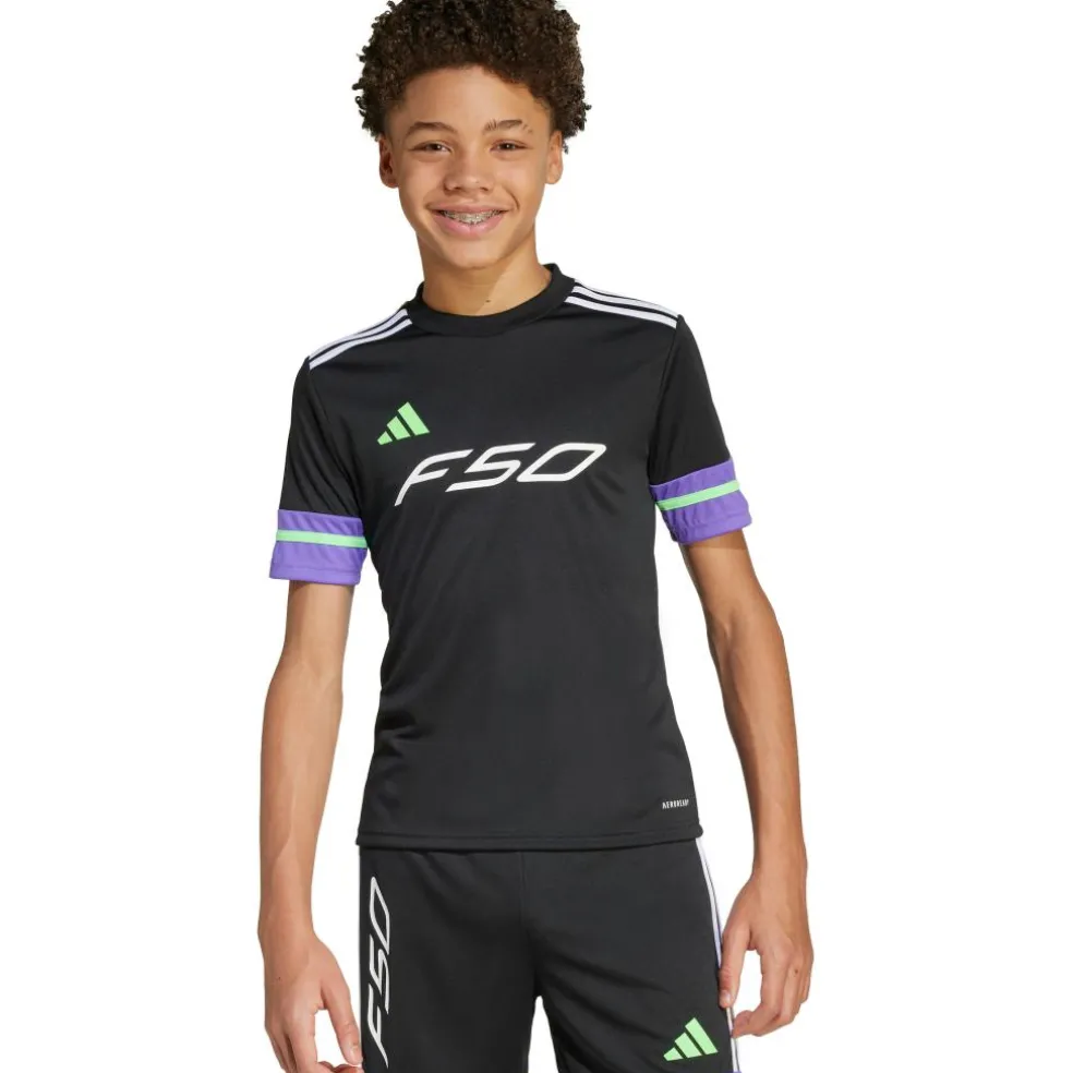 Adidas F50 voetbalshirt junior black purple rush
