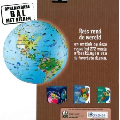 Caly Toys  Wereldkaart met dieren opblaasbare bal 50 cm