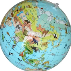 Caly Toys  Wereldkaart met dieren opblaasbare bal 30 cm