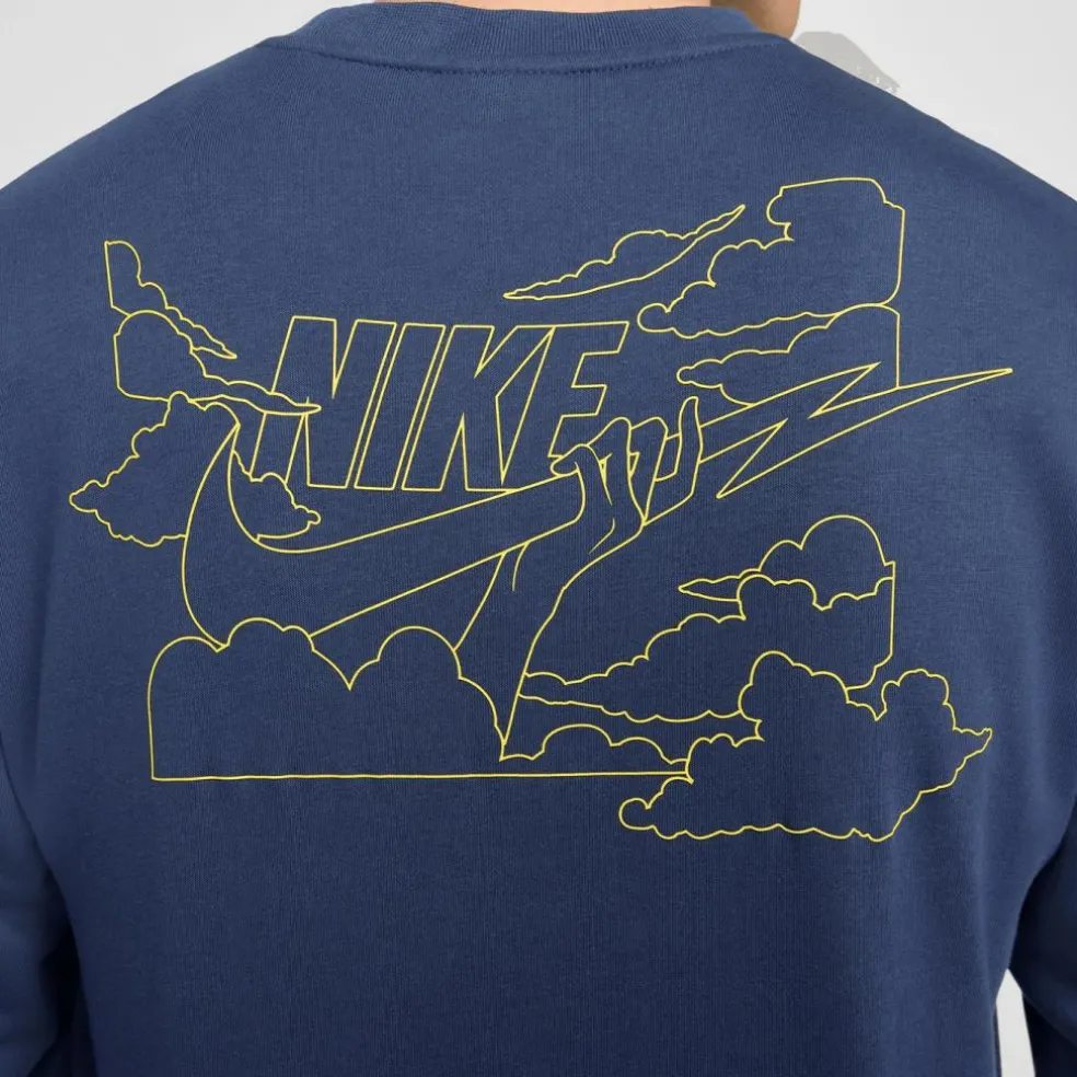 Nike Club FT Crew Bolt sweater heren midnight navy lightening