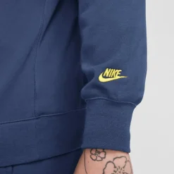 Nike Club FT Crew Bolt sweater heren midnight navy lightening