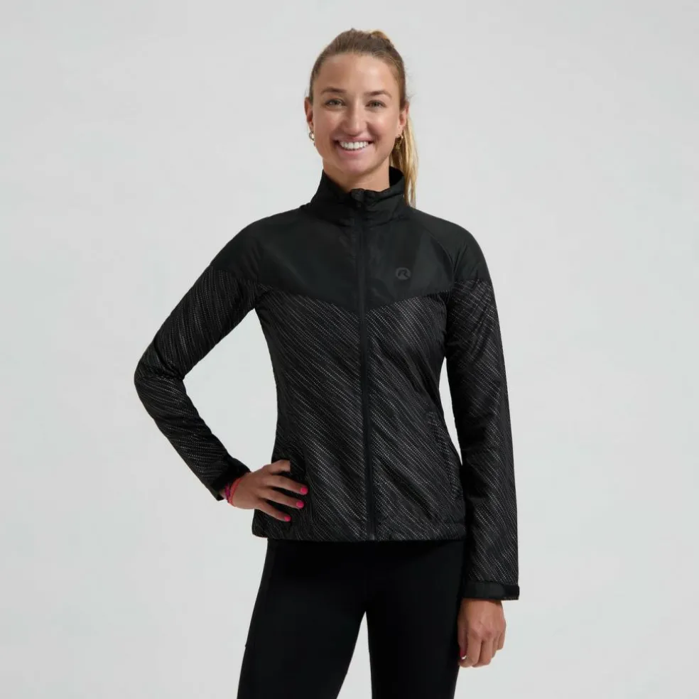 Rogelli Essential Hi Vis hardloopjack dames zwart reflection